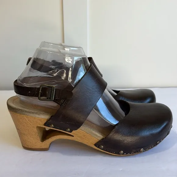 Dansko Dark Brown Thea Wood Sole Clogs