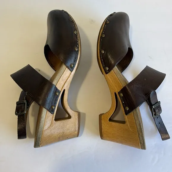 Dansko Dark Brown Thea Wood Sole Clogs