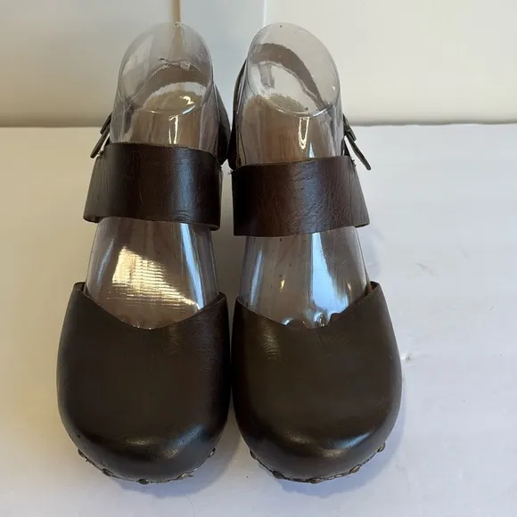 Dansko Dark Brown Thea Wood Sole Clogs