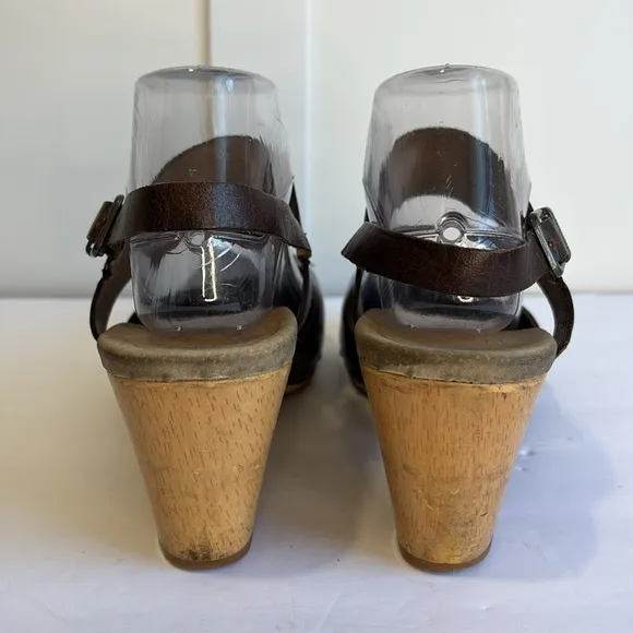 Dansko Dark Brown Thea Wood Sole Clogs
