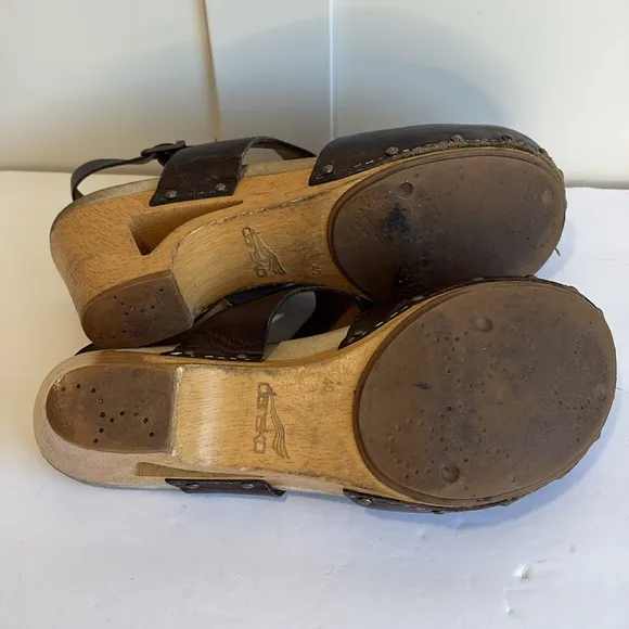 Dansko Dark Brown Thea Wood Sole Clogs
