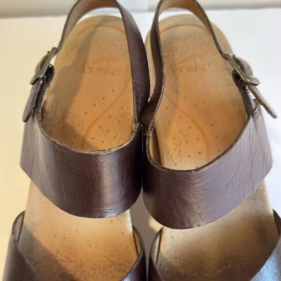 Dansko Dark Brown Thea Wood Sole Clogs