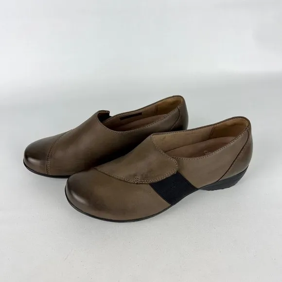 Dansko Fae Womens Leather Slip-On Comfort Shoe Mushroom Brown size 36 US 5.5