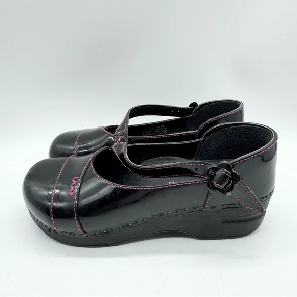 Dansko Girls Black Patent Leather Mary Jane Shoes Clogs Kids Size Euro 33