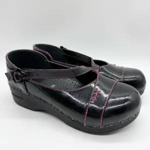 Dansko Girls Black Patent Leather Mary Jane Shoes Clogs Kids Size Euro 33