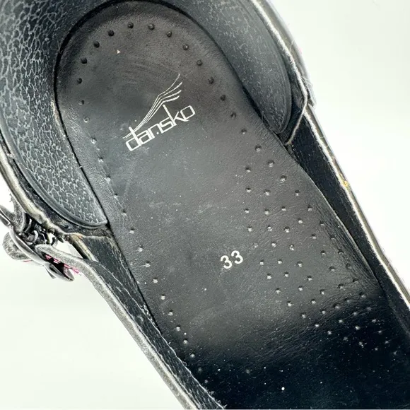 Dansko Girls Black Patent Leather Mary Jane Shoes Clogs Kids Size Euro 33