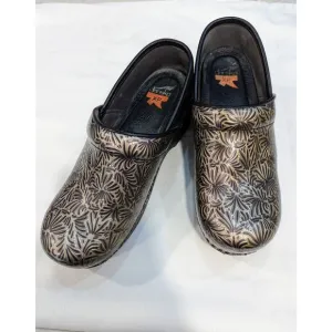 DANSKO Gold Silver Swirl Closed Back Slip On Clogs Nurse Teacher EUR 38 7,5 8