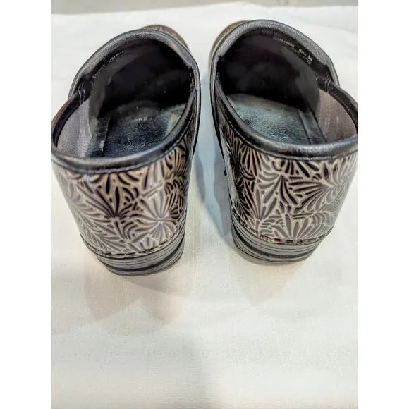 DANSKO Gold Silver Swirl Closed Back Slip On Clogs Nurse Teacher EUR 38 7,5 8