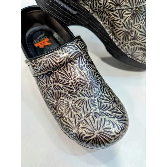 DANSKO Gold Silver Swirl Closed Back Slip On Clogs Nurse Teacher EUR 38 7,5 8