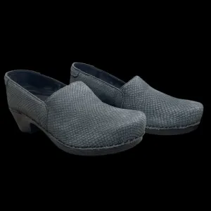 DANSKO Gray Snakeskin Embossed Suede Leather Clogs Womens 10.5-11 (41) Comfort