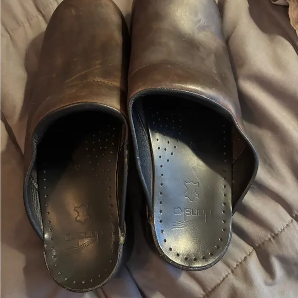 Dansko Karl Mule Size 43 Antique Brown Oiled Leather Open Back Clog Comfort Shoe