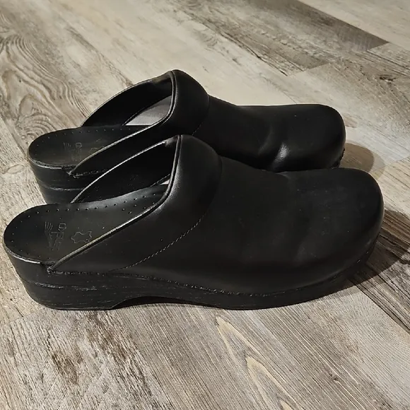 Dansko Karl Sz 47 Black Oiled  Leather Comfort Mule Clog Open Back Slip On