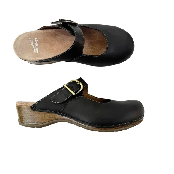 Dansko Martina Leather Mary Jane Mule Clogs Size 9.5