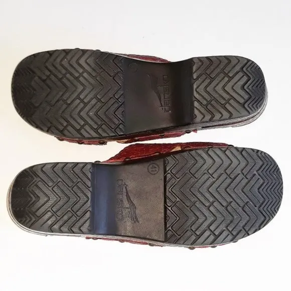 *Dansko Mila Red Woven Leather Clogs Slip On Sandal 41 US 10.5/11