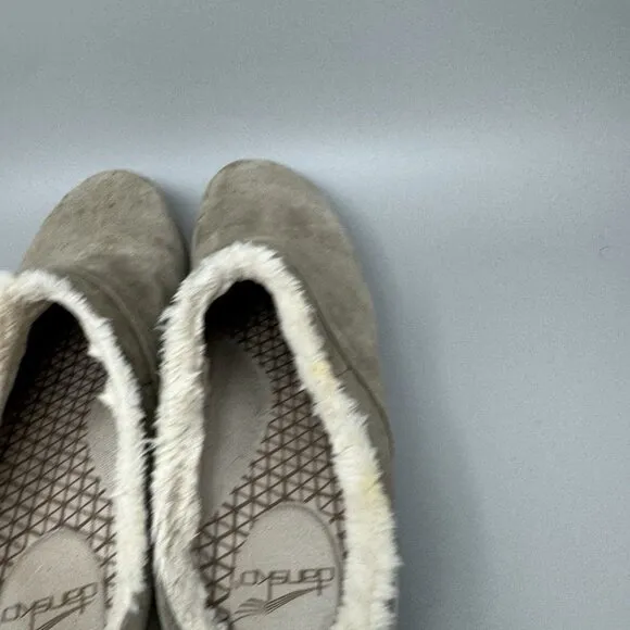 Dansko Parsons Suede Waterproof Clog Faux Fur Women Size 42 EU 11.5 US Gray