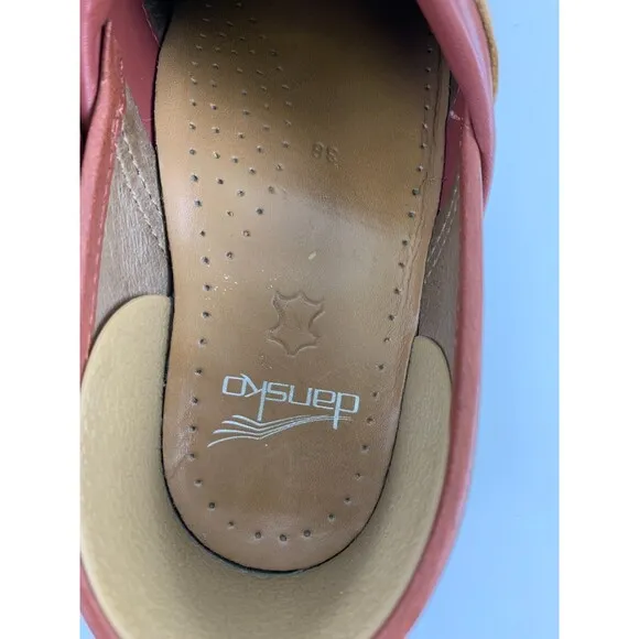 Dansko Pavan Clogs Cinnamon Leather Cut Out Detail Comfort Slip On Womens 38 7.5