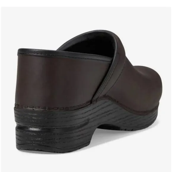 Dansko Professional Antique Brown Black Oiled Leather Classic Clogs Size 38