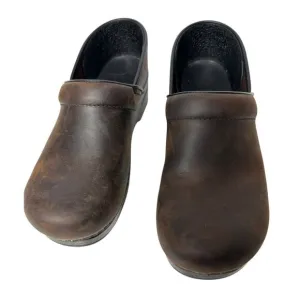 Dansko Professional Antique Brown/Black Leather Clogs Size 40 Brown 206-780202