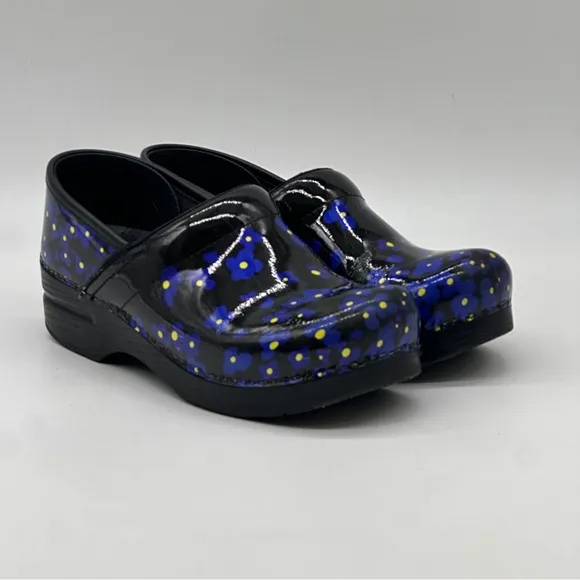 Dansko Professional Black and Blue Clogs. Size 8