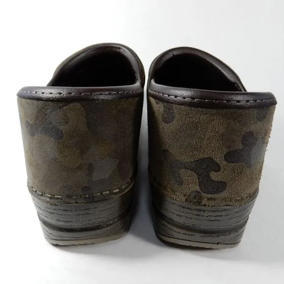 Dansko Professional CLOGS Size 38 7.5 8 Camo Suede Leather Comfort Shoe NEW $140
