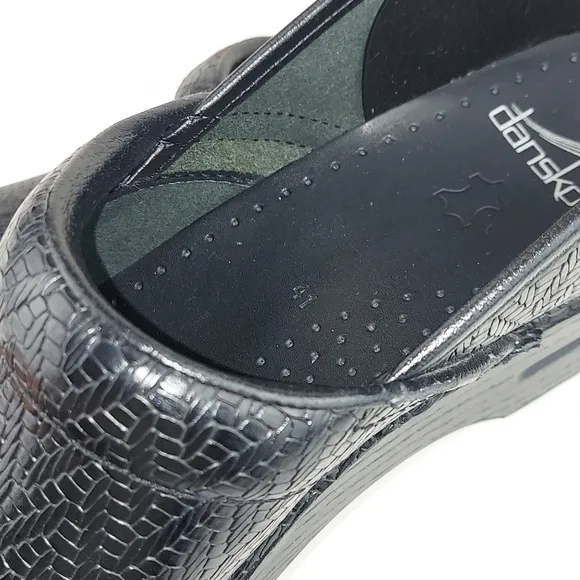Dansko Professional Embossed Leather Black Comfort Clogs EU 41