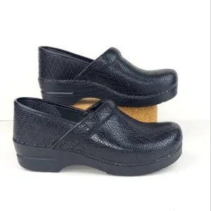 Dansko Professional Embossed Leather Black Comfort Clogs EU 41