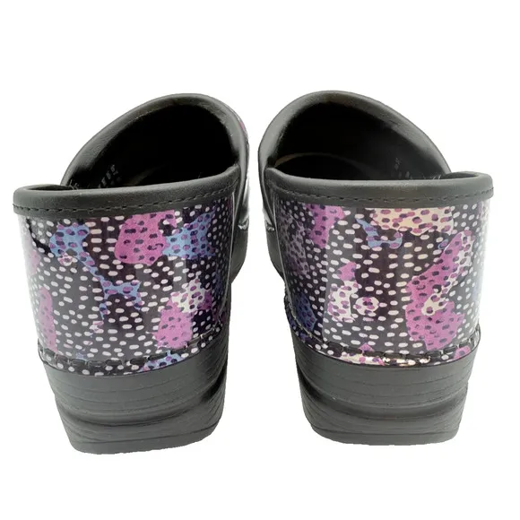 Dansko Professional Patent Leather Dotty Abstract ColorfulClogs Sz 6.5 - 7 New