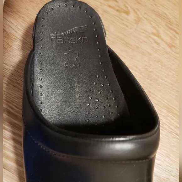 Dansko Professional Sonja Leather Backless Clogs | Black Cabrio | Size 39