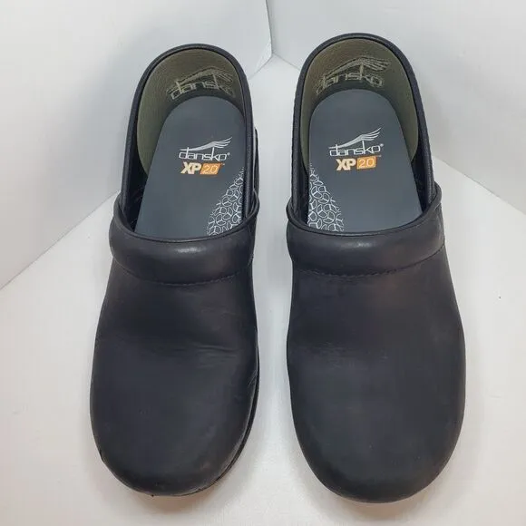 Dansko Professional XP 2.0 Women's Black Leather Clogs Size EU 38/US 7.5-8