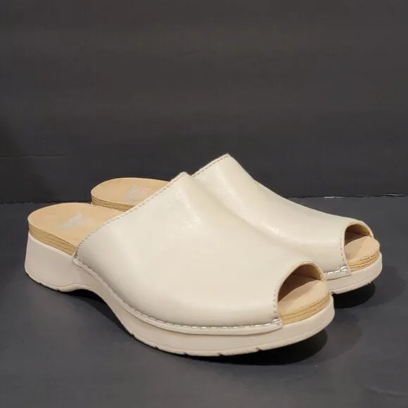 Dansko Ravyn Womens Sandals Slides Ivory Beige Nappa Size 39 US 8.5 Clogs Mules