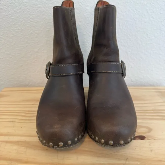 DANSKO Rhianna Clog Style Studded Belted Ankle Boot in Brown EU 37 / US 7