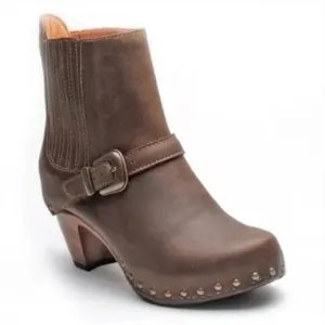 DANSKO Rhianna Clog Style Studded Belted Ankle Boot in Brown EU 37 / US 7