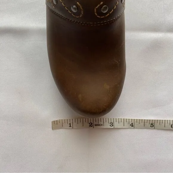 Dansko Riki Brown Leather Studded Clogs Size 38/ 7.5