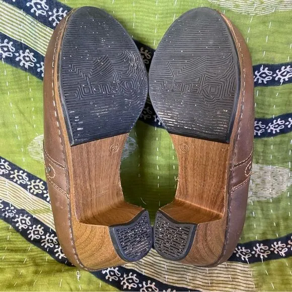 Dansko Riki Brown Leather Studded Clogs Size 38/ 7.5
