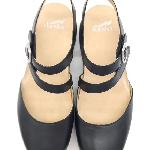 Dansko Rissa Clogs Women's Size 8.5-9 EU 39 Mary Jane Black Leather Sandals