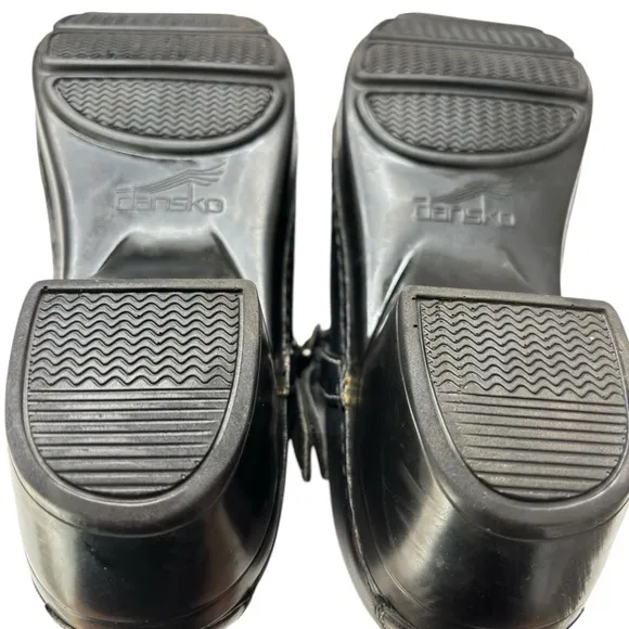 Dansko Savanna 38 7.5/8 Mary Jane Comfort Clogs Embroidered Black Leather Shoes