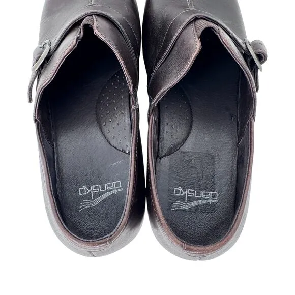 Dansko Shoes Womens 39 Tamara Casual Slip On Comfort Wedge Clogs Brown Leather