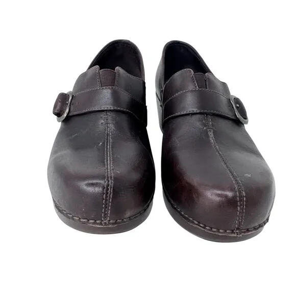 Dansko Shoes Womens 39 Tamara Casual Slip On Comfort Wedge Clogs Brown Leather