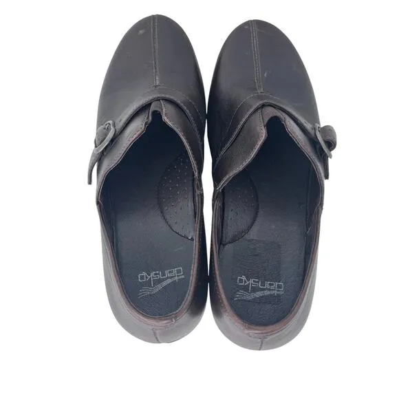 Dansko Shoes Womens 39 Tamara Casual Slip On Comfort Wedge Clogs Brown Leather