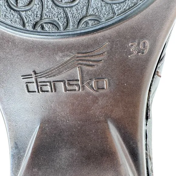 Dansko Shoes Womens 39 Tamara Casual Slip On Comfort Wedge Clogs Brown Leather