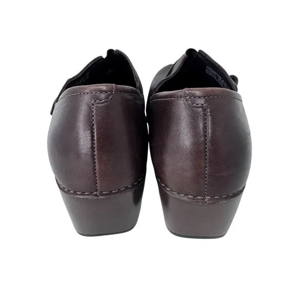 Dansko Shoes Womens 39 Tamara Casual Slip On Comfort Wedge Clogs Brown Leather