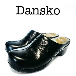 Dansko Shyanne Black Leather Clogs Size 39