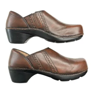 Dansko Sienna Brown Leather Mules Clogs Women's EU 40 US 9 Slip On Comfort Shoe