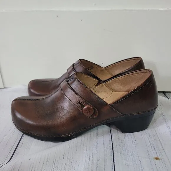 Dansko Size 42 Solstice Brown Brush Off Leather Shoes Slip-On Workwear Comfort