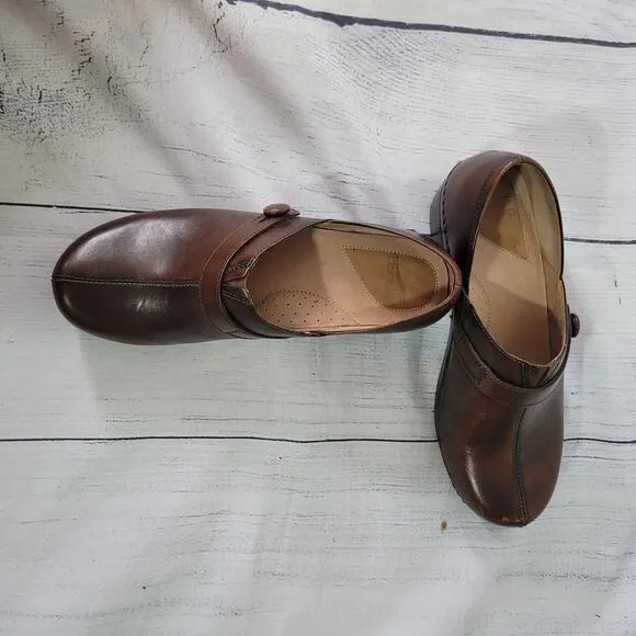 Dansko Size 42 Solstice Brown Brush Off Leather Shoes Slip-On Workwear Comfort