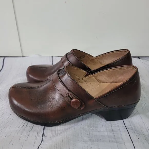 Dansko Size 42 Solstice Brown Brush Off Leather Shoes Slip-On Workwear Comfort