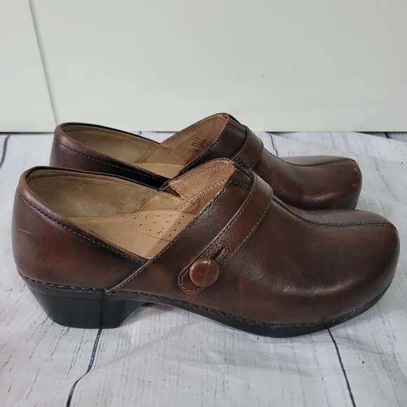 Dansko Size 42 Solstice Brown Brush Off Leather Shoes Slip-On Workwear Comfort