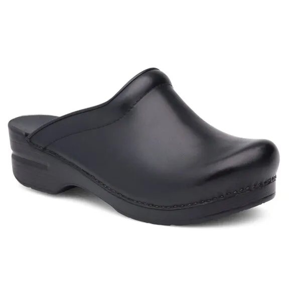 Dansko Sonja Black Cabrio Mule Leather Clogs Women's Size 39
