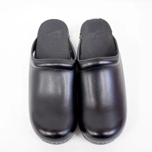 Dansko Sonja Black Cabrio Mule Leather Clogs Women's Size 39