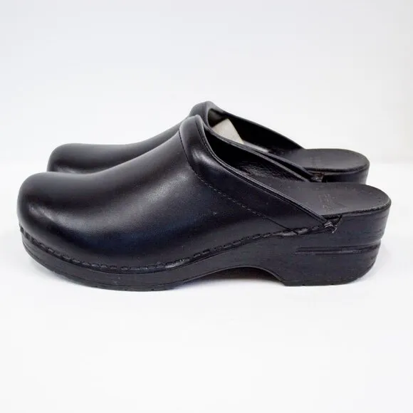 Dansko Sonja Black Cabrio Mule Leather Clogs Women's Size 39